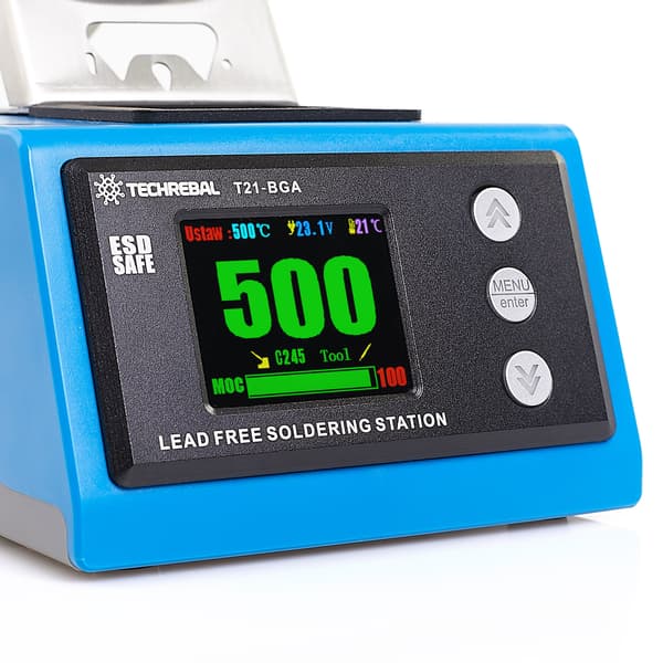 TECHREBAL T21-BGA 180W loddestation med T210-spidser