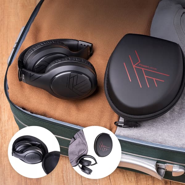 PowerLocus P19 Bluetooth-hovedtelefoner med 4 EQ-tilstande, 60 timer, foldbare med etui