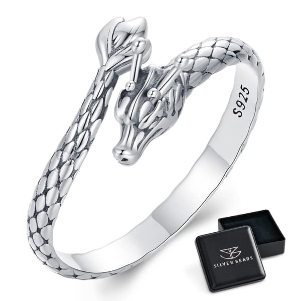Justerbar silverring DRAGON, silver 925