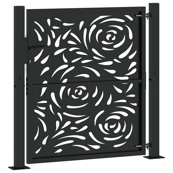 vidaXL havelåge sort 105x106 cm stål flammemønster