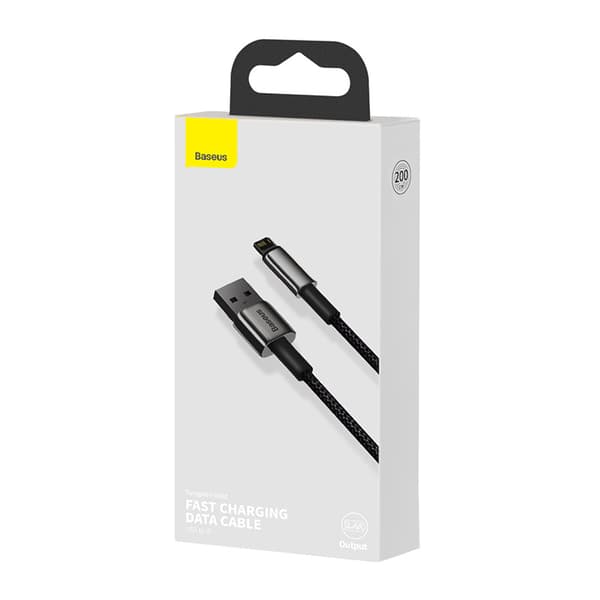 Baseus Tungsten Gold USB till Lightning-kabel, 2.4A, 2m (Svart)