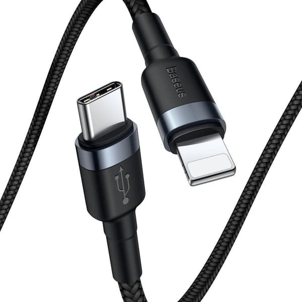 Baseus Cafule USB-C till Lightning PD-kabel, 18W, 1m (svart-grå)