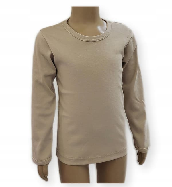 Beige långärmad blus 140 tröja smooth bomull 100% tillverkare