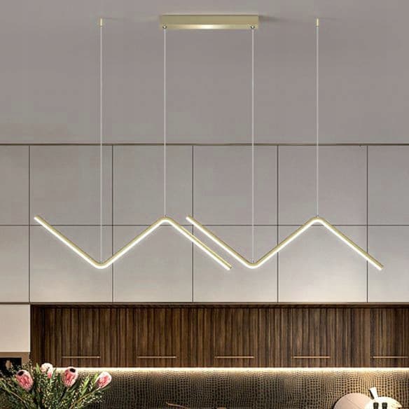 Zigzag-guld loftspendellampe med integreret LED, moderne, til køkkenø