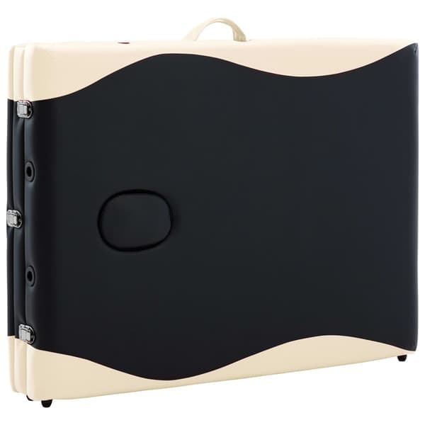 vidaXL foldbart massagebord, 3-zoner, træ, sort og beige