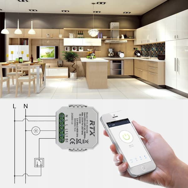 RTX Mini Relæstyringsmodul ENERGIMÅLING LN TUYA ZigBee