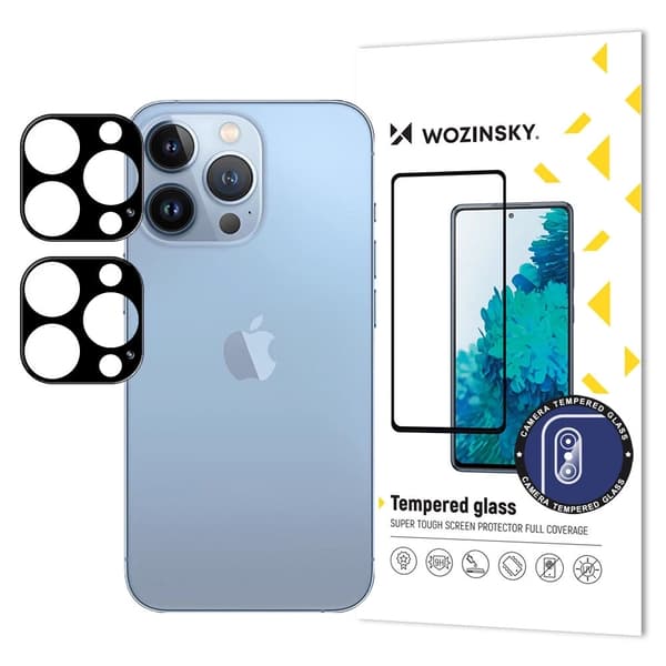 Wozinsky Full Camera Glass iPhone 17:lle, musta, 2 kpl:n setti