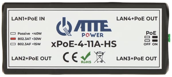 POE-SWITCH, FÖRLÄNGARE XPOE-4-11A-HS 4-PORTARS ATTENT