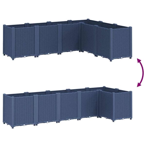 vidaXL Puutarhan istutuslaatikko, harmaa, 160x120x53 cm, PP