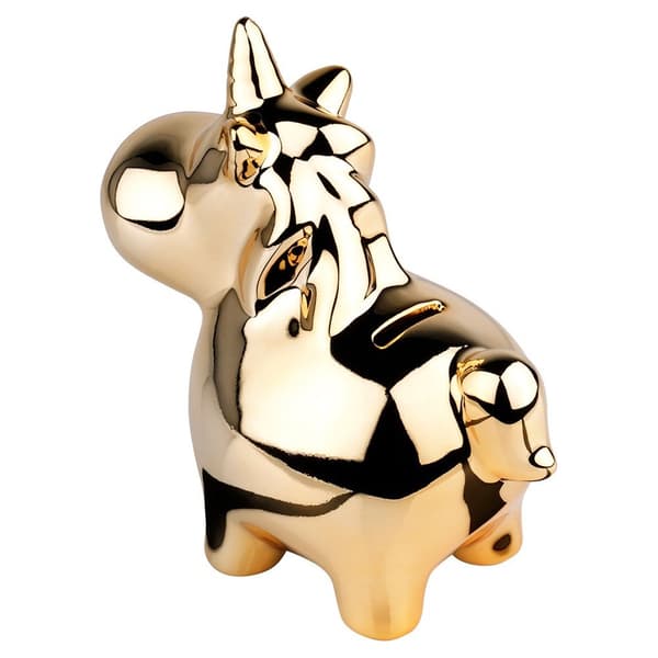 Keramisk spargris guldspeglad 18x10,5 cm