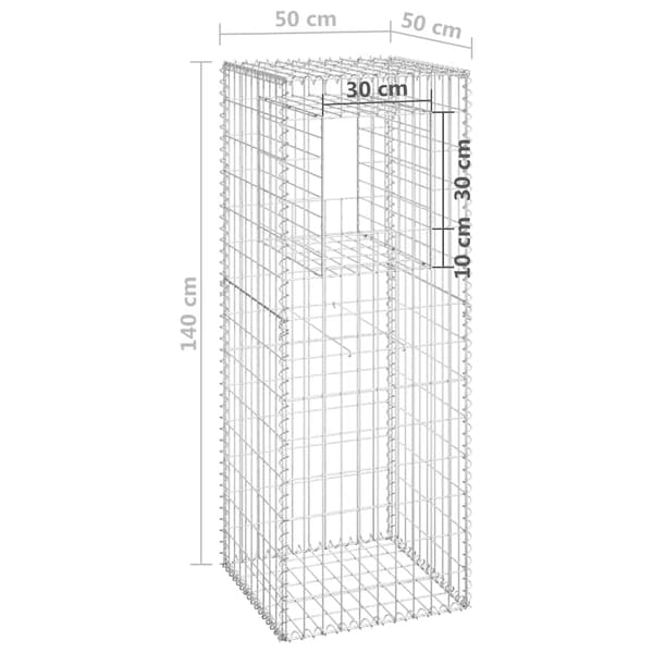 vidaXL gabionstolpe, 50x50x140 cm, jern