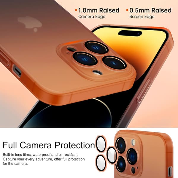 HÅRDT SILIKONEETUG TIL IPHONE 14 PRO 6,1" ORANGE SORT OMBRE