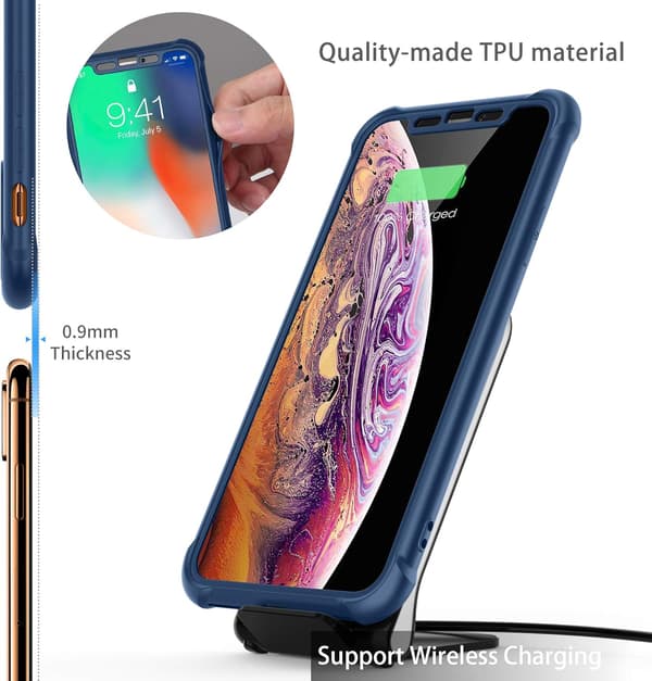 BAKSIDAN FÖR IPHONE XS MAX 6,5' BLÅTT GLAS