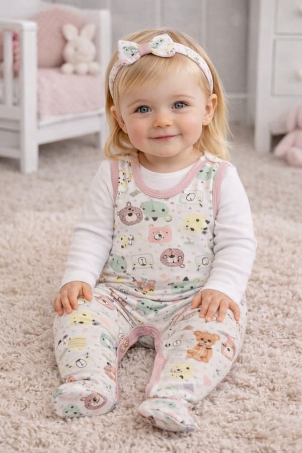 ROOMMIES 104 PYJAMAS TIL PIGER LYSERØD BAMSE