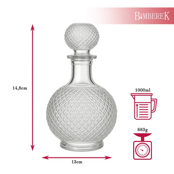5x Glaskaraff LUNA 1L för Likörer Alkohol Presentglasflaskor