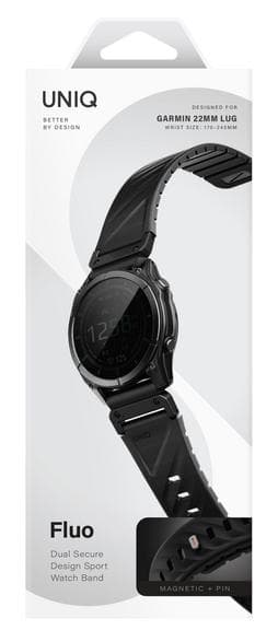 UNIQ Fluo magnetisk rem til Garmin Quick Release 22mm og QuickFit Sort