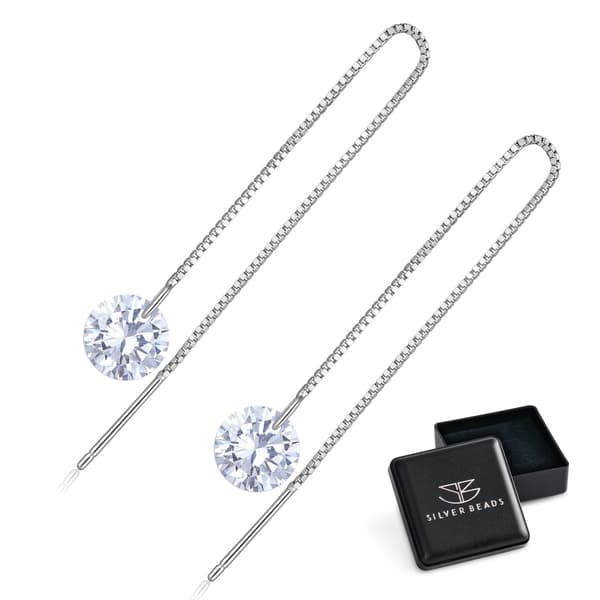 Silverörhängen med transparenta 925 silverkristaller