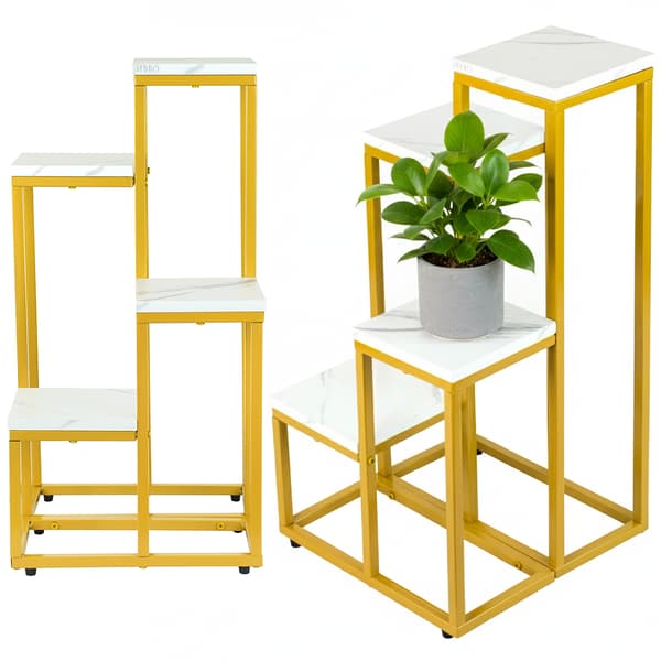 Stående blomsterstativ, metalhylde, blomsterstativ, planter, potter, 4 niveauer