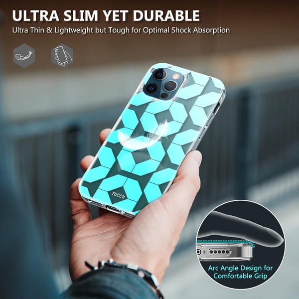 FODRAL TILL APPLE IPHONE 12/12 PRO BLÅ MÖNSTER + GLAS