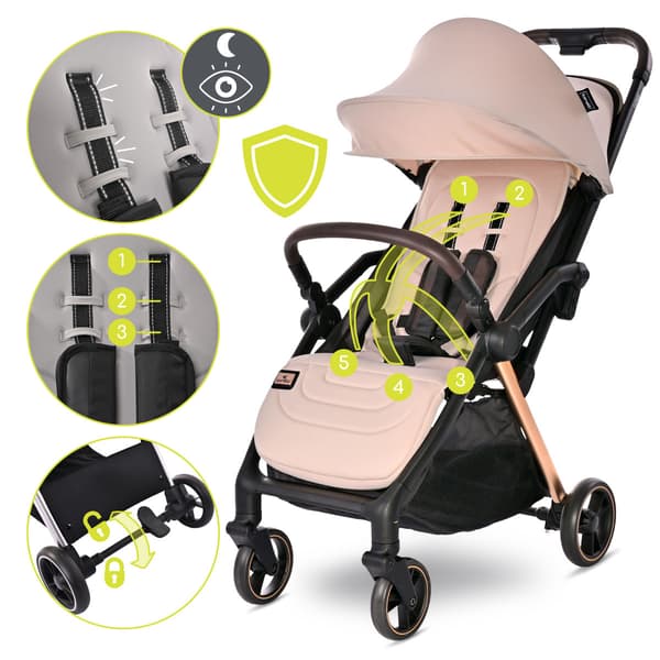 Lorelli Loret - klapvogn med automatisk foldning op til 22 kg | Beige