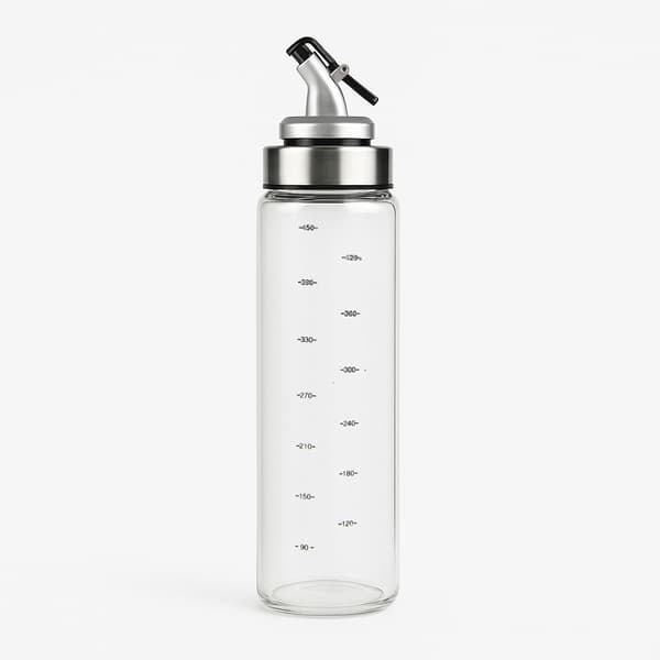 2x Glasflaskedispenser 500 ml med skala til olivenolie, saucer, eddike
