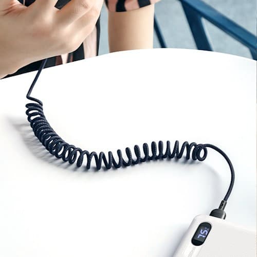 MCDODO USB-C-KABEL FJÄDERSPOLE SNABBLADDNING USB TYP C LED 2M