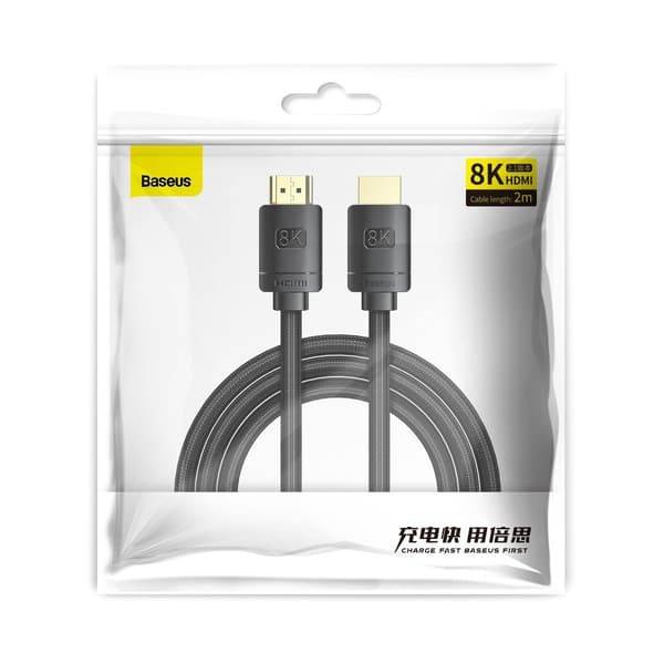 Baseus High Definition Series HDMI 2.1-kabel, 8K 60Hz, 3D, HDR, 48Gbps, 3m (sort)