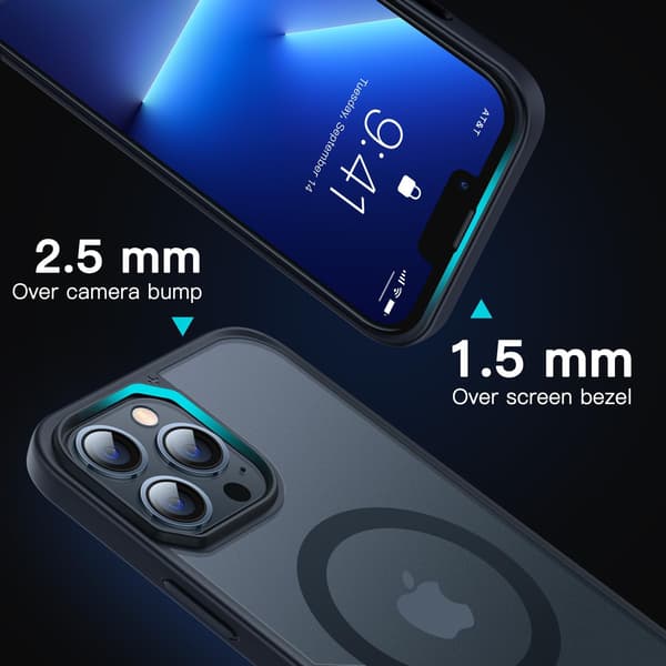 ETUI TIL APPLE IPHONE 13 PRO 6,1" SORT RAMME HALVKLAR BAGSIDER MAGSAFE