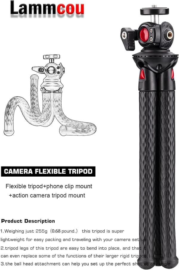 STATIV FÖR SMARTPHONE GOPRO-KAMERA FLEXIBELT STATIV 3 ÄNDER 30CM