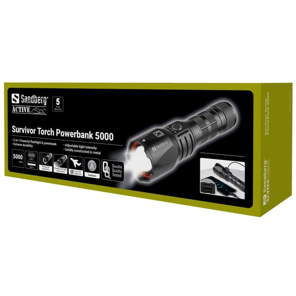 Sandberg Super Lommelygte Powerbank 5000
