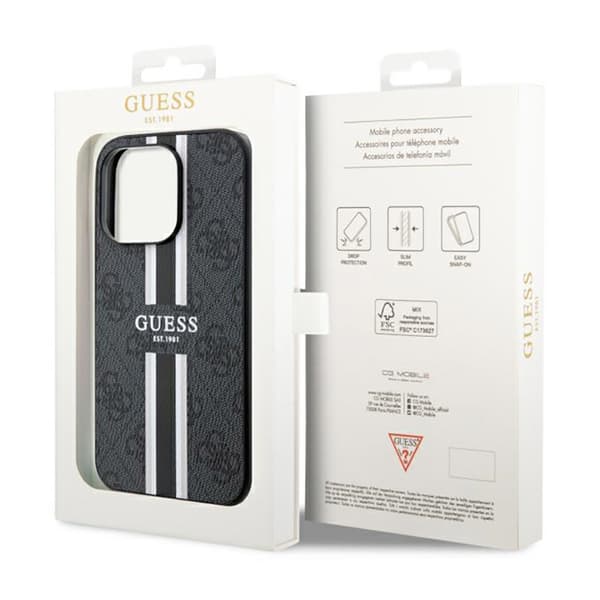 Guess 4G Printed Stripes MagSafe - iPhone 14 Pro cover (sort)