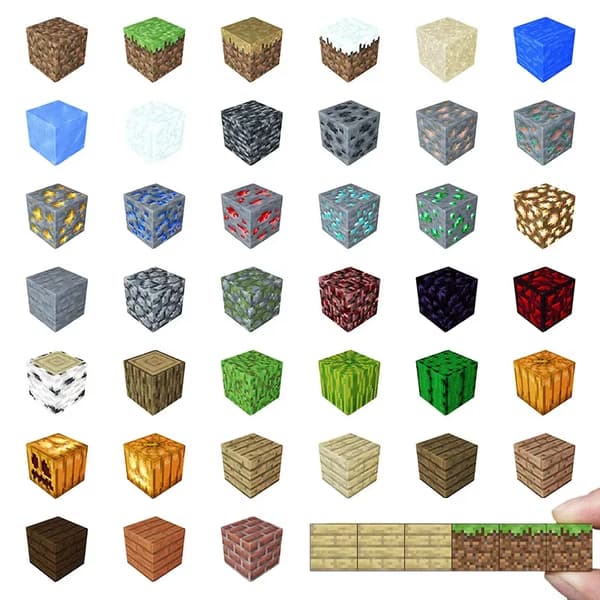 Minecraft Magnetiska Block 200 Bitar - 8 Starka Magneter, Superkvalitet!!