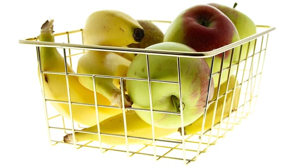 FRUKTKORG I GYLLEN TRÅD METALL, DEKORATIV