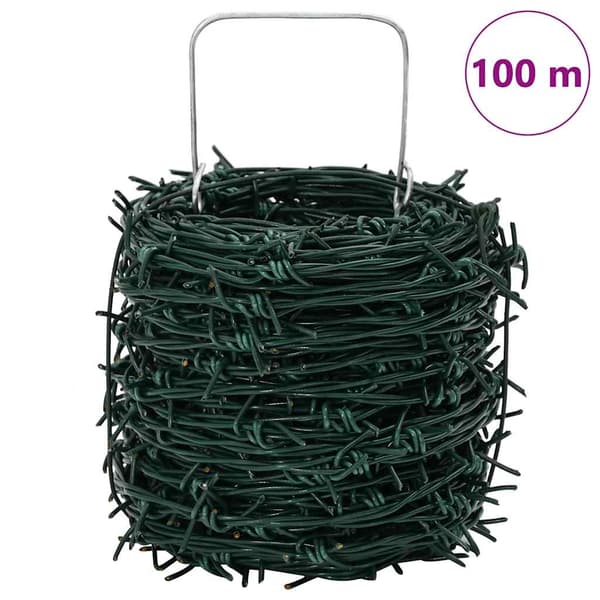 vidaXL Piikkilanka, vihreä, 100 m