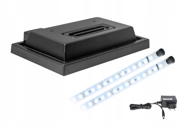 Akvariumlock 40x25 svart + LED-belysning VIT 5630
