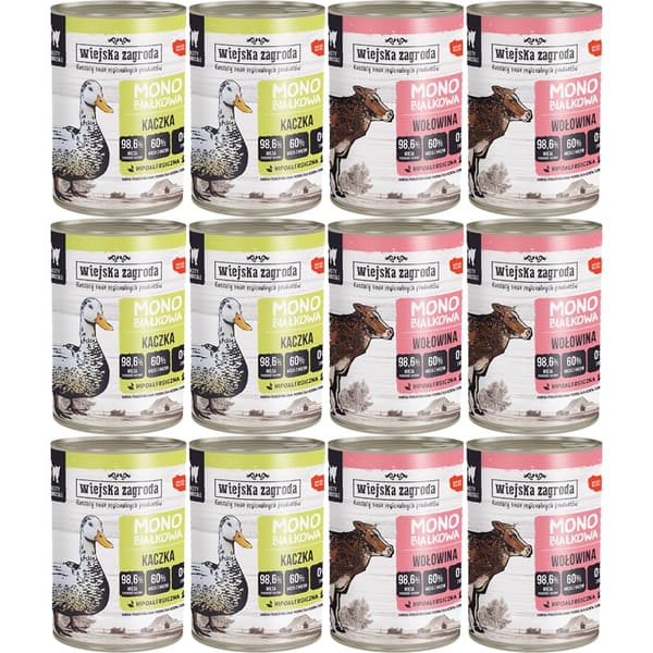 Våd kattefoder Wiejska Zagroda Monoprotein MIX 12x400g