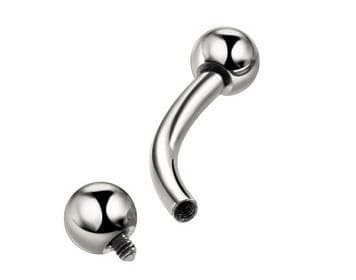 Titanium bananørering - sølv - indvendig gevind - TB-005 1.2/9/3