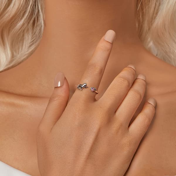 Silver universalring, kattunge med hjärta, silver 925
