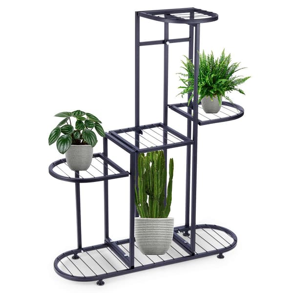 Sort metalblomsterfod, 5-lags, 84,5 cm