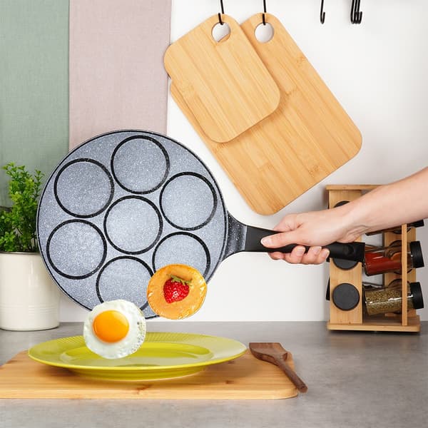 Granit æggepande 7 huller BLACK LINE 26 cm