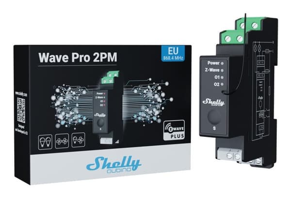 Shelly Wave Pro 2PM Smart Sändare, 2 Kanaler