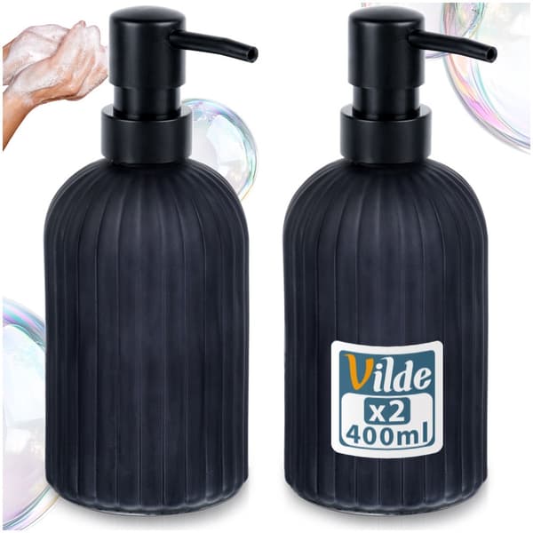 Lasinen musta saippuadispenseri 400 ml 2 kpl