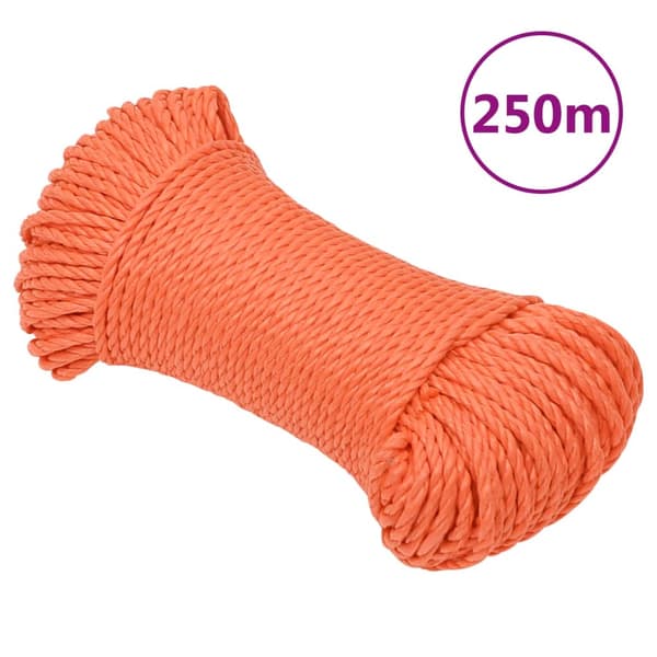 vidaXL Arbetsrep, Orange, 8 mm, 250 m, Polypropylen