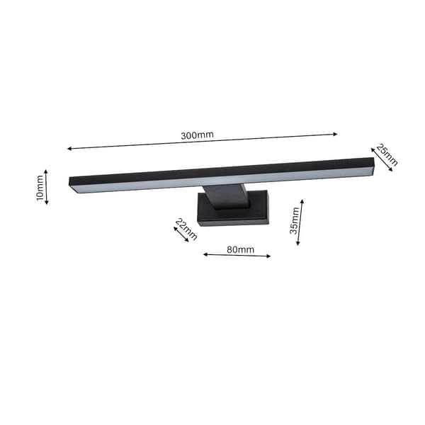 VÆGLAMPE SHINE IP44 LED SORT MILAGRO ML4378