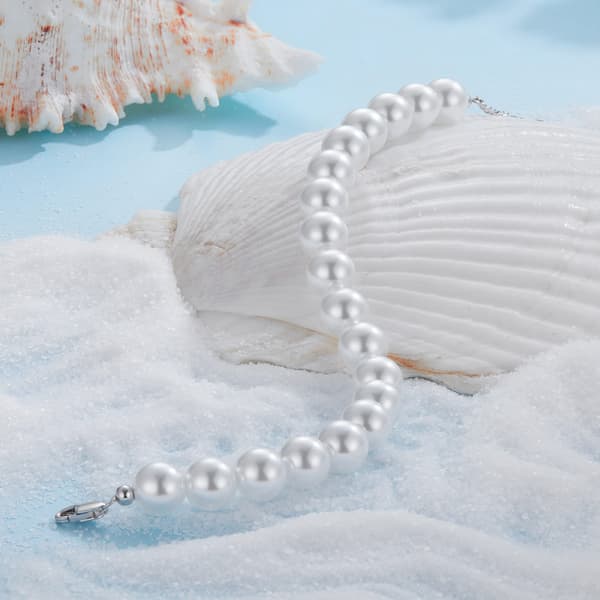 Silverarmband med pärlor, 925 silver, storlek L