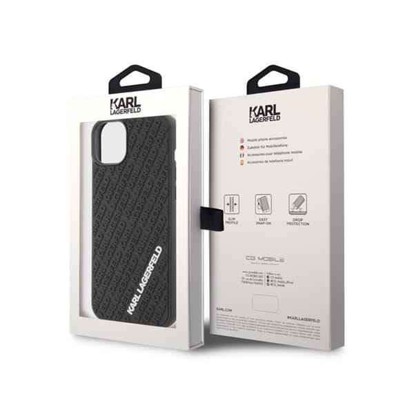 Karl Lagerfeld 3D gummi multilogo - iPhone 15 Plus cover (sort)