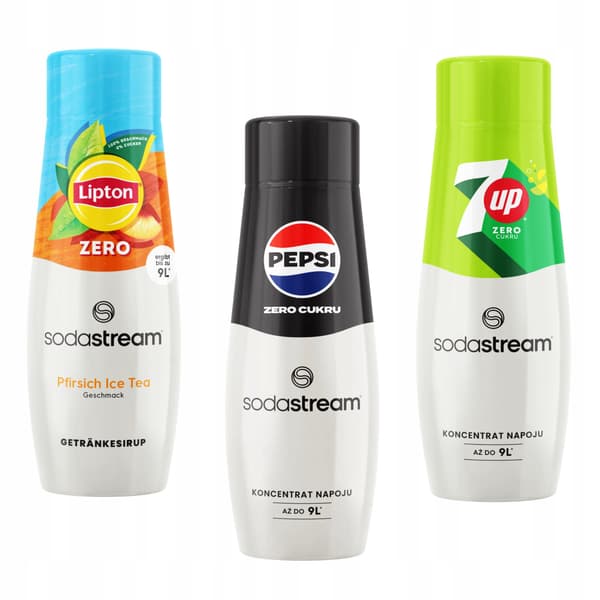 Sodastream 3-pak koncentrater: Ice Tea Peach Zero + Pepsi Max + 7up Free