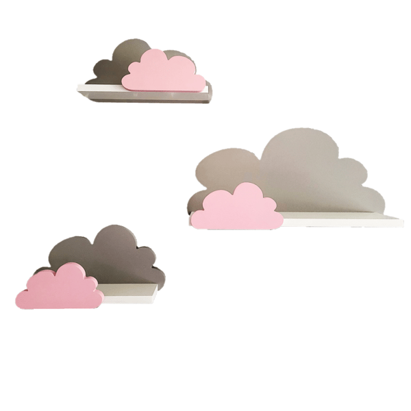 Cloud Shelves Sæt med 3 FANTASY EXTRA - Galaxy grå og pink