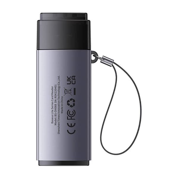 Baseus Lite Series SD/TF hukommelseskortlæser, USB (grå)