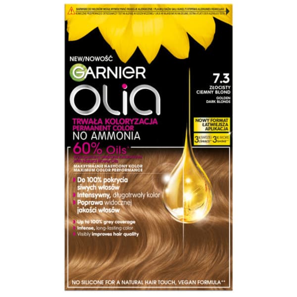 Garnier Olia Permanent Farve 7.3 Gylden Mørkeblond